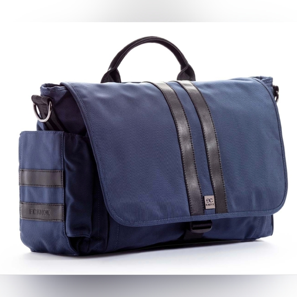 🔥E.C. Knox Mens Diaper Bag Classic Ballistic Nylon Leather Convertible Backpack
